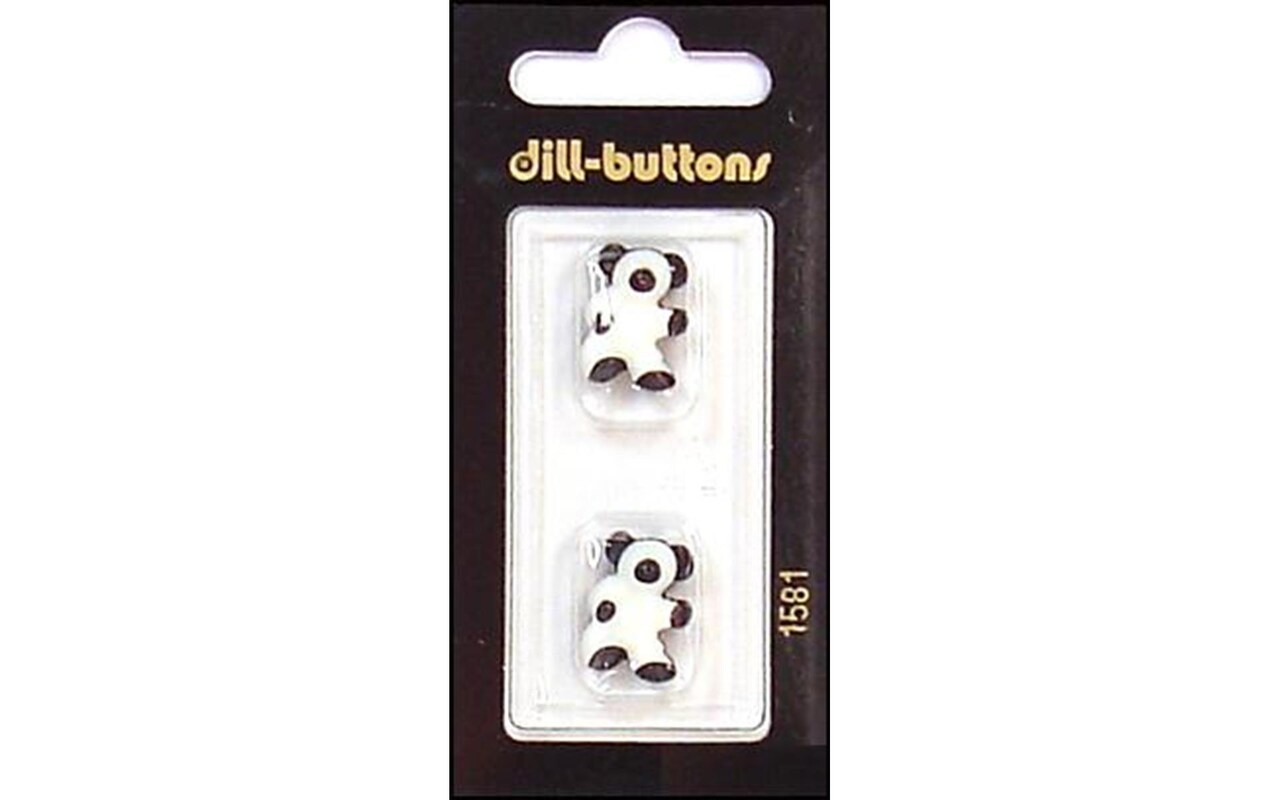 Dill Buttons 18mm 2pc Shank Black/White Bear